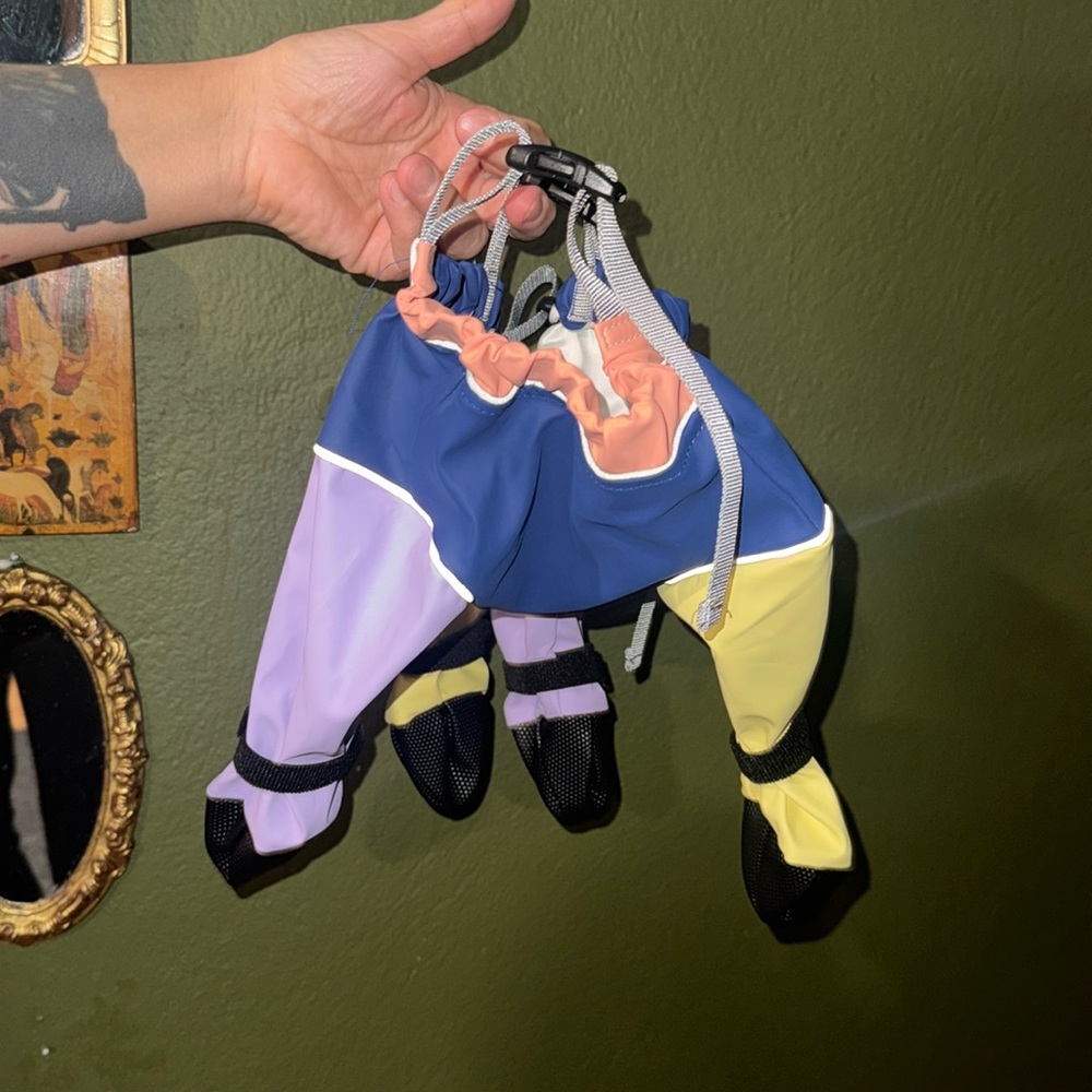 Colorful Dog Raincoat with Booties - Picture 5 of 9